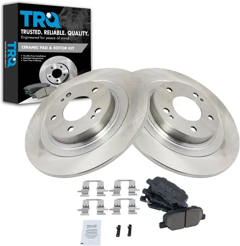 Miniatura 83 de TRQ Kit de rotor de freno trasero y pastillas de cerámica Posi premium compatible con camioneta Chevy GMC