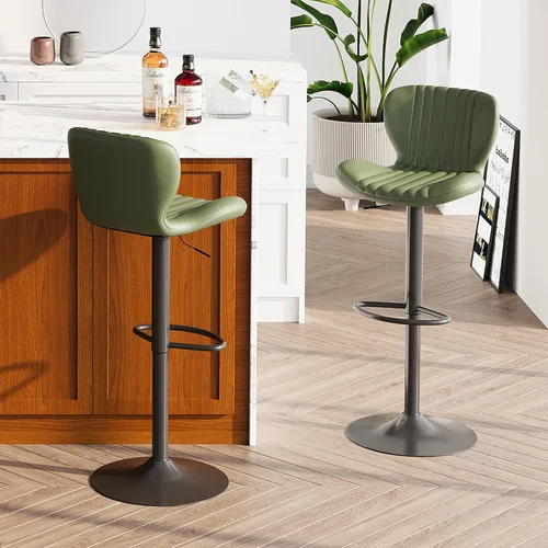 Miniatura 16 de SUNLEI Taburete de bar de altura ajustable, juego de taburetes de bar giratorios, altura de mostrador, taburetes de bar ajustables para encimera