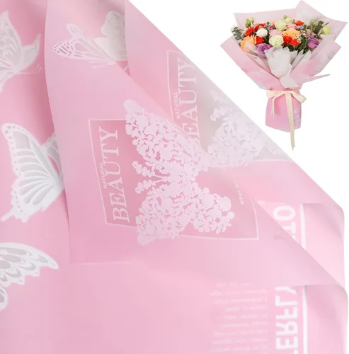 Miniatura 25 de NESCCI Papel de regalo de flores de 20 hojas, papel de regalo de ramo floral impermeable, suministros de floristería, papel de embalaje para boda