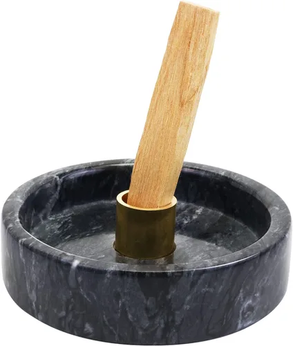 Miniatura 11 de Quemador de incienso de mármol natural, soporte de incienso para palo y reflujo, hecho a mano, ideal para fumar incienso, quemar incienso y Negro