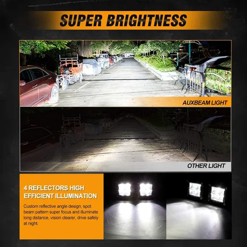 Miniatura 3 de Auxbeam 3 pulgadas LED cubo luz Pods Spot Beam+DRL 2 modos LED barra de luz