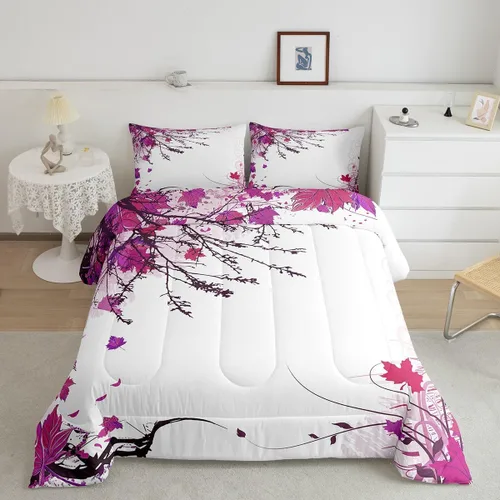 Miniatura 10 de Erosebridal Edredón de Halloween, edredón de otoño con hojas de plumón para dormitorio, decoración de sala de estar, farol de calabaza, juego