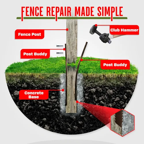 Miniatura 2 de Post Buddy Paquete de 2 kit de reparación de postes de valla fácil (para fijar 1 poste de madera roto), rápido y fácil de instalar, estacas de acero