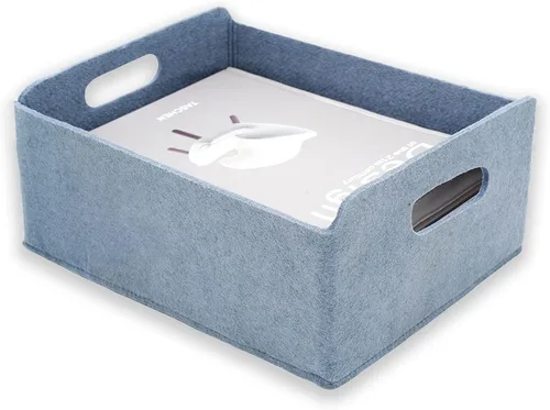 Miniatura 26 de Welaxy Cestas de almacenamiento plegables de fieltro, cubos de almacenamiento para estantes, caja de fieltro para niños, juguetes, revistas, libros