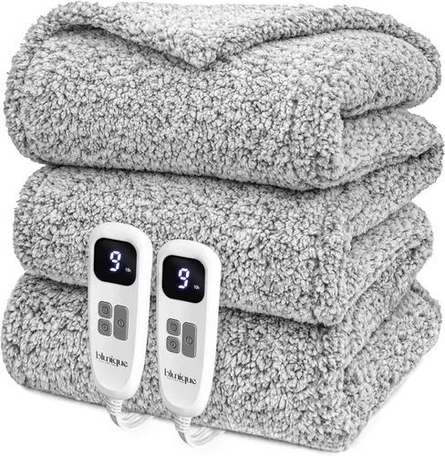 Miniatura 12 de Heated Blanket Electric Blanket Queen - Fast Heating Blanket Throw Dual Control Double Sided Sherpa with 10 Heating Levels & 2-10 Hours Auto Off