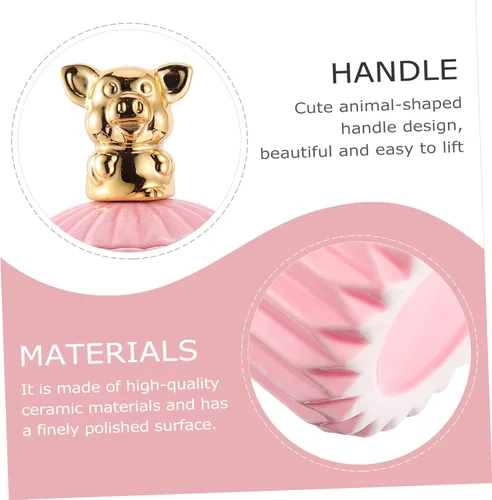 Miniatura 9 de SHOWERORO Adorable tarro de cerámica de animales, organizador de joyas decorativo con tapa para almacenar collares, pulseras y aretes, diseño