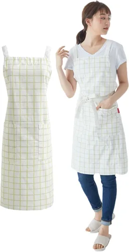 Miniatura 11 de Jeelow Delantal de cocina de algodón o sarga de algodón para hombres y mujeres, ajustable con bolsillos ajustables