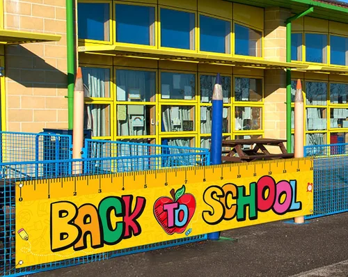 Miniatura 4 de Nepnuser Cartel de valla de regreso a clases, para niños, estudiantes, primer día de escuela, decoración de fiesta de bienvenida, letrero grande