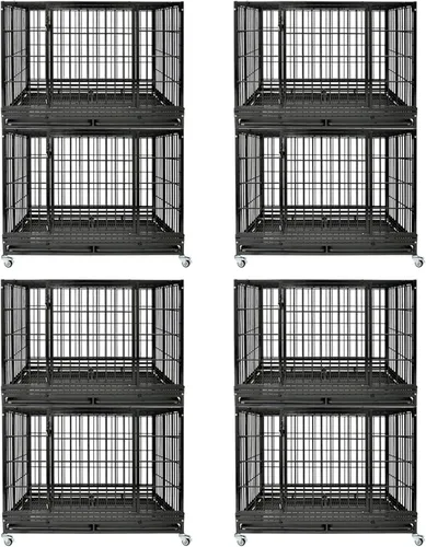 Miniatura 12 de Jaulas de dos niveles de 30 pulgadas para perros pequeños, jaula para perros de tamaño mediano para 2 perros, jaula resistente para perros, perreras