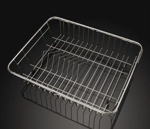 Miniatura 8 de SANNO Escurridor de platos con soporte para utensilios de acero inoxidable, escurridor grande para platos, estante expandible para fregadero o sobre