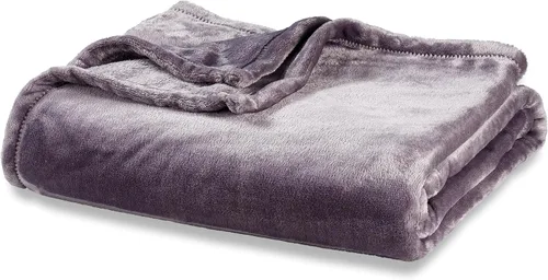 Berkshire Blanket Cobija de terciopelo VelvetLoft® clásica para cama tamaño Twin, cobija ligera y suave de felpa para cama y sofá, color gris herón,