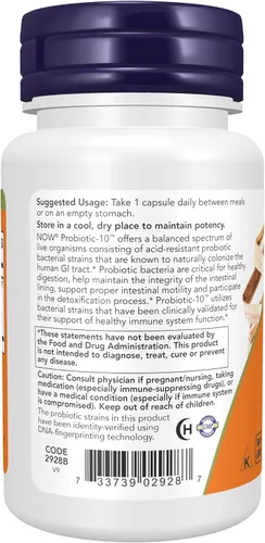 Miniatura 3 de NOW Foods Suplementos, Probiótico-10™, 50 mil millones, con 10 cepas probióticas, cepas verificadas, 50 cápsulas vegetales