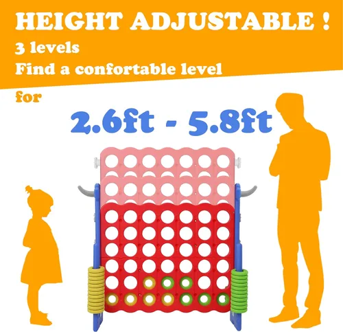 Miniatura 2 de SDADI - Juego gigante ajustable en altura de 4 en fila, juego Jumbo 2-en-1 de 4 anotaciones con juego de lanzamiento de anillos, juego de patio