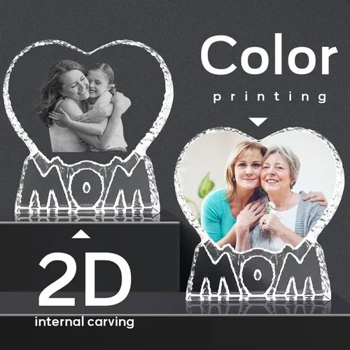 Miniatura 3 de Foto de cristal 3D personalizada, marco de fotos en forma de corazón con luz nocturna de cristal 3D, el mejor regalo para parejas, amor, mujeres