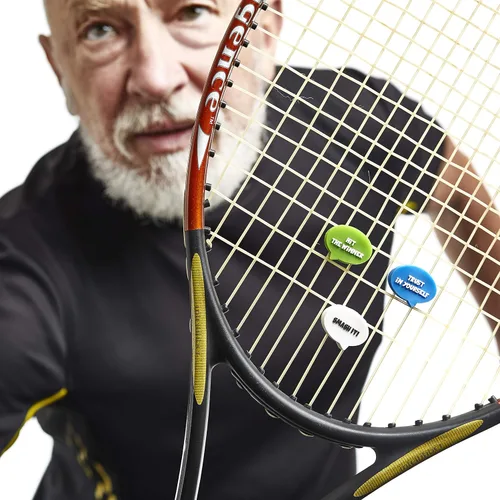 Miniatura 6 de BusyBee Amortiguador de vibraciones de tenis (paquete de 10). Regalo único de tenis para niños, mujeres y jugadores con 10 lemas motivacionales