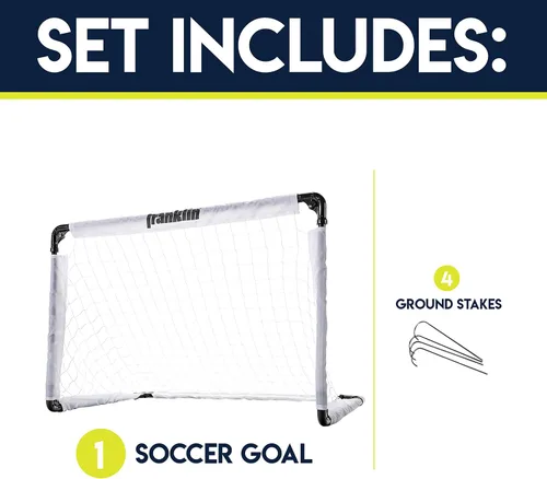 Miniatura 6 de Franklin Sports Mini portería de fútbol para niños, red plegable para patio trasero para niños y niños pequeños, portería de acero portátil