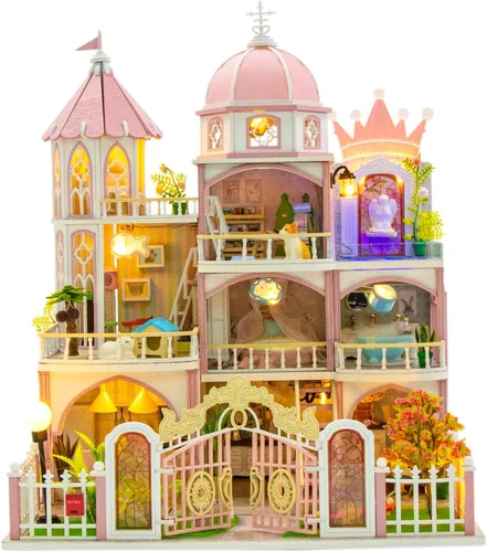 DIY Book Nook Kit with LED Light, Miniature Dollhouse, 3D Wooden Puzzle, Bookshelf Insert Decor Craft Gift (750 PCs Windsor Castle)