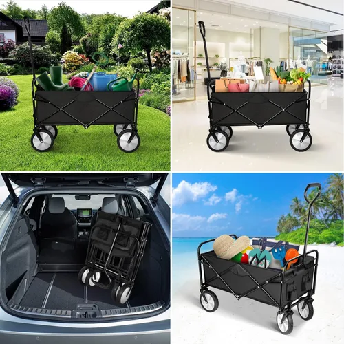 Miniatura 7 de YSSOA Carrito de Jardín Plegable, Rodante y Colapsible, Carrito de Utilidad para Campamento al Aire Libre con Ruedas Giratorias de 360 Grados