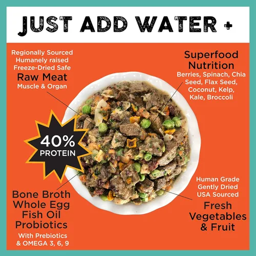 Miniatura 3 de Nature's Diet Simply Raw - Comida integral liofilizada – Hace 18 libras de alimentos frescos con músculo, órganos, caldo de huesos, huevo entero
