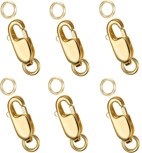 Miniatura 7 de Dailyacc Cierres de pinza de langosta para hacer joyas, oro y plata con anillos de salto, cierres seguros para collares, pulseras, manualidades