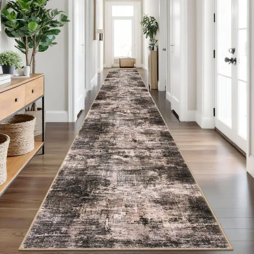 Miniatura 100 de IOHOUZE Alfombra pequeña abstracta de 2 x 3 pies, alfombra de entrada lavable para entrada interior, alfombras con respaldo de goma, alfombra gris