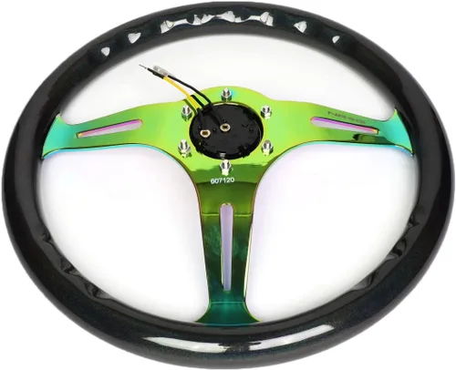 Miniatura 7 de NRG Innovations ST-015MC-CN - Volante de madera brillante de camaleón de 13.780 in + llavero LED linterna