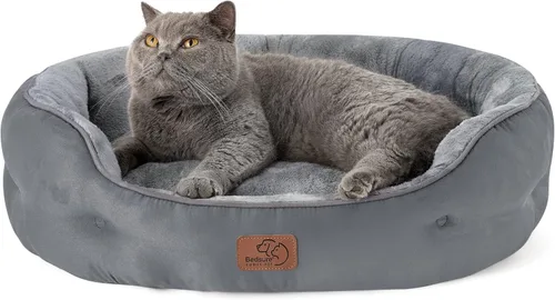 Miniatura 20 de Bedsure Camas refrescantes para perros pequeños, camas redondas para gatos de interior, cama lavable para cachorros y gatitos con parte inferior Azul