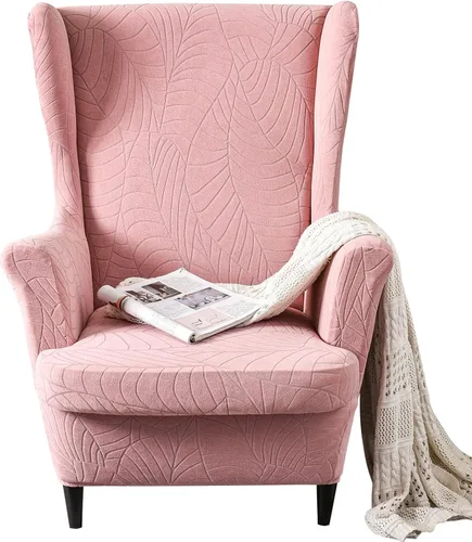 Miniatura 8 de MINGPINHUIUS - Fundas elásticas para silla con respaldo de ala, 2 piezas, fundas de tela jacquard para sofá, silla, protector de muebles para sala