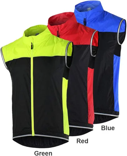 Miniatura 7 de Pacdeaet Windstopper Chaleco de ciclismo para hombre resistente al viento reflectante impermeable chaleco de viento transpirable