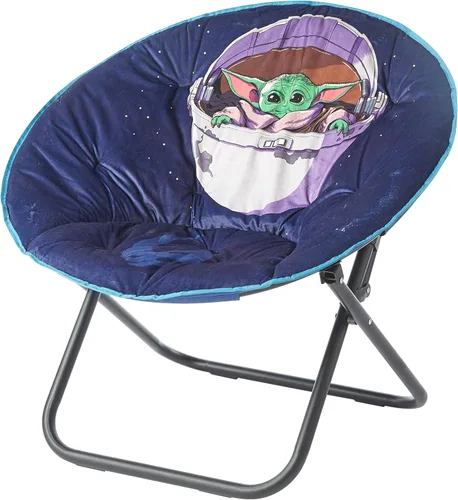 Star Wars The Mandalorian Grogu - Silla plegable con platillo plegable de 32 pulgadas y marco de metal para niños, adolescentes y adultos