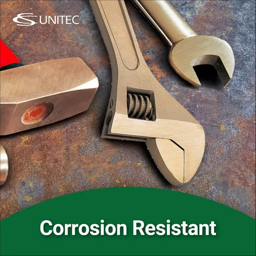 Miniatura 6 de CS Unitec Llave ajustable sin chispas y no magnética Herramienta de bronce de aluminio de 6 pulgadas, certificado TUV y libre de berilio