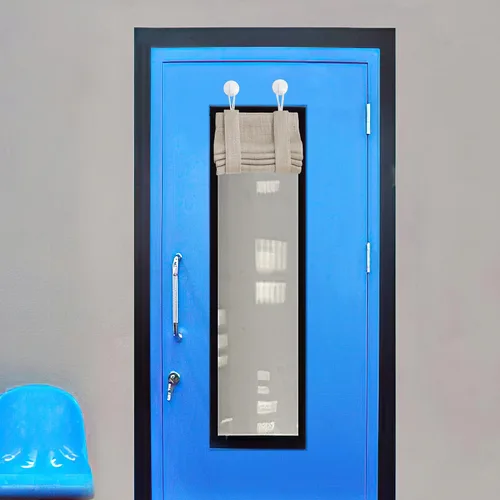 Miniatura 12 de NICETOWN Cortinas pequeñas para puerta francesa con ganchos autoadhesivos, cortinas opacas de lino sintético con aislamiento térmico para puertas