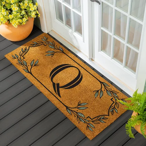 Miniatura 85 de Evergreen Flag Alfombra de puerta de fibra de coco monograma Letra B Alfombra para puerta delantera para interiores y exteriores 71x41 cm