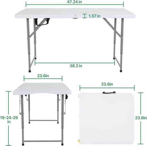 Miniatura 3 de HKLGorg - Mesa plegable, mesa de plástico resistente plegable para uso en interiores y exteriores, mesa de fiesta y comedor fácil de ensamblar