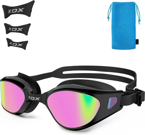 Miniatura 8 de XDX Gafas de natación con gorro de natación, gafas de piscina antivaho con lentes desmontables, juego de gorras de natación para jóvenes, hombres