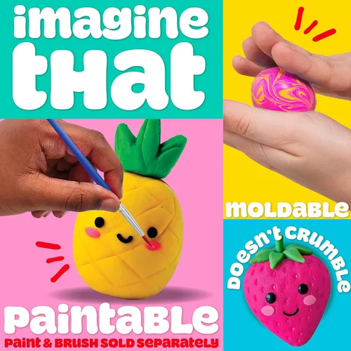Miniatura 2 de Play-Doh Arcilla perfumada que se seca al aire, paquete de verano de 2 unidades, 1 fresa rosa, 1 piña amarilla, artes y manualidades, suministros