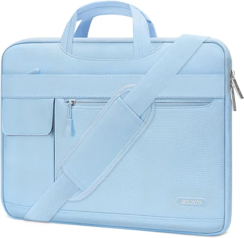 MOSISO Bolsa de hombro para laptop compatible con MacBook Air/Pro, portátil de 13-13.3 pulgadas, funda de poliéster con solapa para maletín, azul