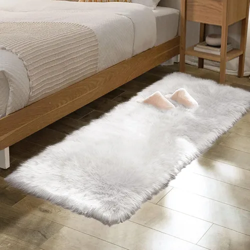 Miniatura 63 de ORINOVA Alfombras de pelo sintético lavable de color gris plateado claro para dormitorio, alfombra de felpa para sala de estar, alfombra