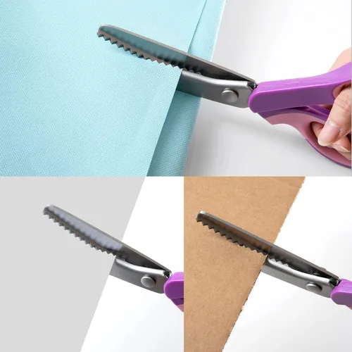 Miniatura 7 de Tijeras de pintar de 9.25 pulgadas, tijeras afiladas de acero inoxidable en zigzag para tela, papel y cuero, agarre cómodo, mango profesional