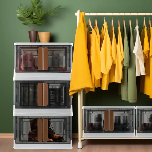 Miniatura 6 de Caja de almacenamiento, gabinete de plástico, capacidad de 8.4 galones (32L por una), 2 unidades, caja plegable con tapas, cajón plegable