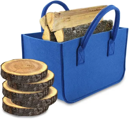 Miniatura 8 de Bolsa para leña plegable para leña, con mango (Negro)