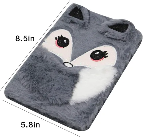 Miniatura 3 de BOLLEY JOSS Cuaderno de animales encantadores para niños, diario de felpa para niñas y adolescentes, diario difuso, bloc de escritura A5 rayado 160