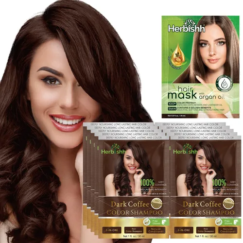 Miniatura 13 de Herbishh Champú de color para cabello gris – Champú de tinte natural para el cabello con máscara de argán – Tamaño de viaje – Colores de cabello