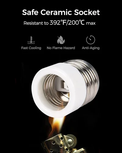 Miniatura 3 de JACKYLED Adaptador E39 a E26 con certificación UL Mogul a bombilla mediana convertidor de porcelana, paquete de 2 (no para bombillas de 3 vías)