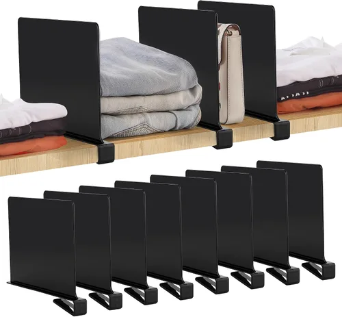 Miniatura 9 de JOY DECOR Paquete de 6 Divisores de Estantes Acrílicos Transparentes para Organizador y Almacenamiento de Armarios, Separadores de Estantes