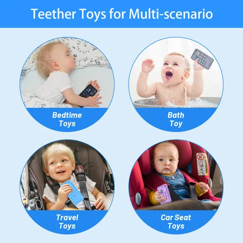 Miniatura 3 de Mordedores de silicona suave para teléfono celular para bebés, juguetes de dentición de 0 a 12 meses, mordedor infantil para lactancia materna Negro