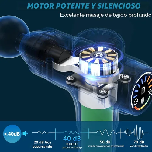 Miniatura 3 de TOLOCO Pistola de masaje de tejido profundo, pistola de masaje de percusión con 10 cabezales de repuesto, masajeador eléctrico portátil super Negro