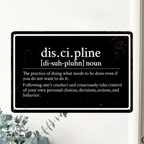Miniatura 3 de Póster de disciplina para gimnasio, carteles de entrenamiento para gimnasio en casa, decoración de pared de metal, divertidos carteles de lata