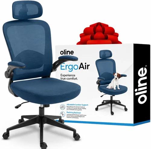 Miniatura 12 de Oline ErgoAir - Silla ergonómica de oficina, soporte lumbar ajustable, reposabrazos abatibles, silla de escritorio de malla para computadora, silla