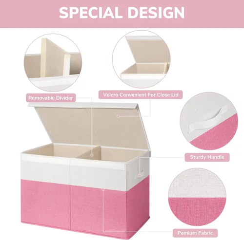 Miniatura 7 de INDRESSME Caja de almacenamiento grande de juguetes de 25 x 13 x 16 pulgadas con tapa, organizador de almacenamiento plegable para juguetes de bebé